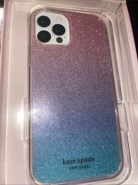 iPhone 12 and 12 Pro Kate Spade ♠️ Ombre Glitter Case Pink to Blue New in Box